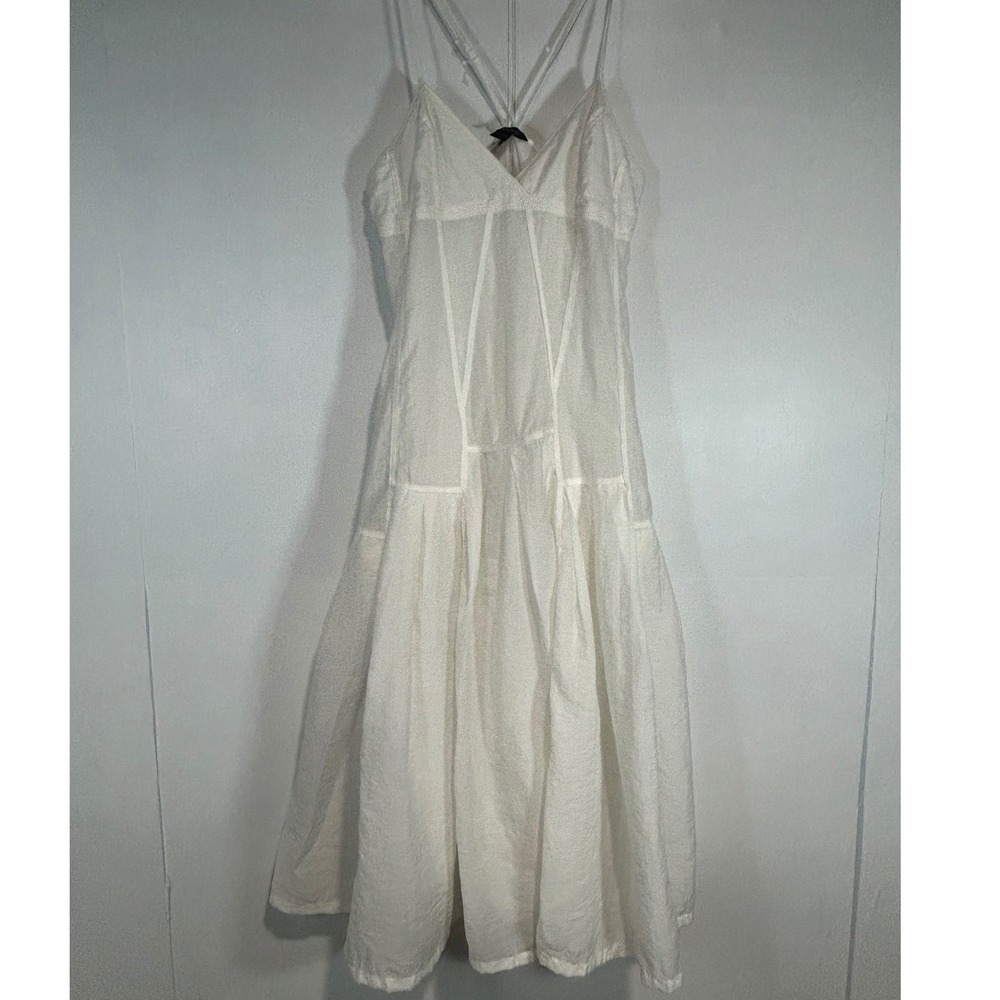 Armani Exchange Midi Dress Women 4 White Strappy Cotton Bridal Romantic Resort